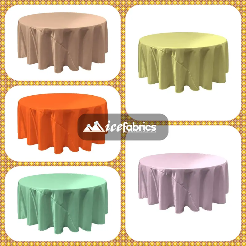 108-Inch Bridal Satin Round Tablecloth – Elegant Floor-Length Coverage 1
