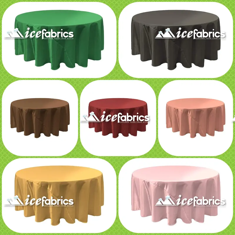 108-Inch Premium Satin Round Tablecloth For Weddings & Events 1