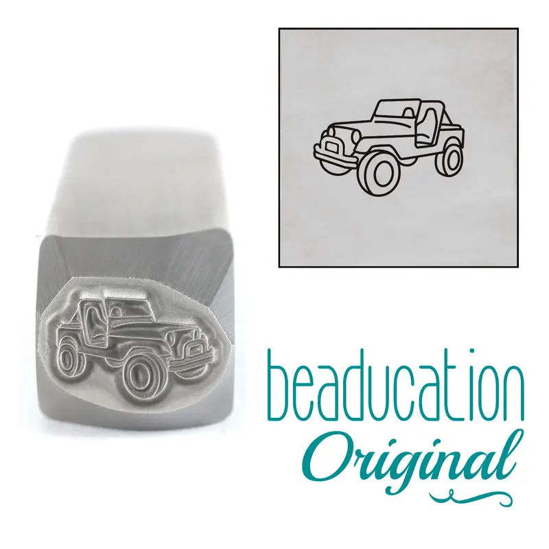 10Mm Vintage Suv Off-Road Vehicle Stamp – Left-Directional Metal Die By Beaducation 1