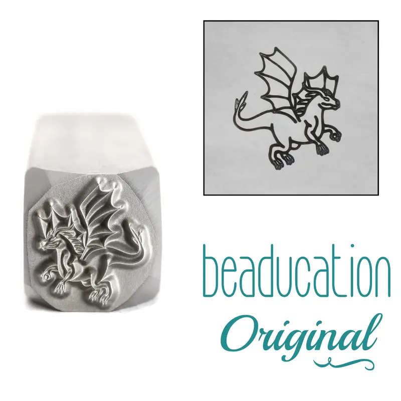 11Mm Dragon Soaring Right Metal Stamp – Beaducation Fantasy Art Stamp 1