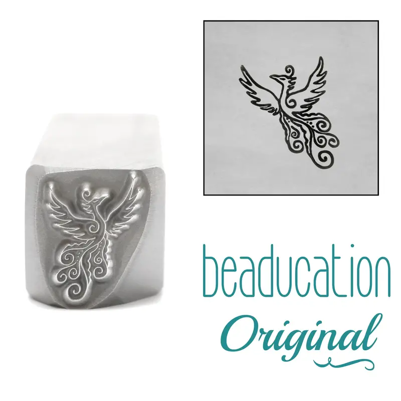 11Mm Phoenix In Flight (Left) Metal Stamp – Beaducation Mythical Symbol Series 1