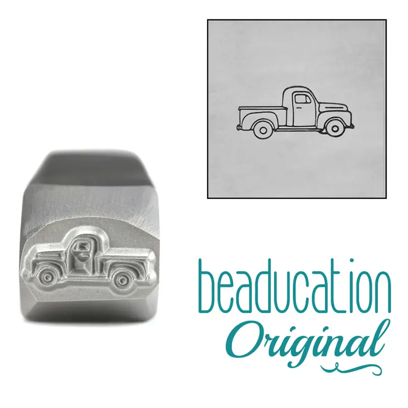 11Mm Retro Truck Driving Right Metal Stamp – Beaducation Classic Automotive Design 1