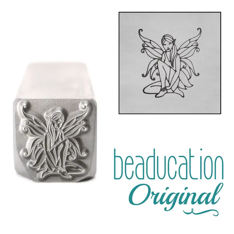 11Mm Seated Fairy Metal Stamp – Beaducation Delicate Fantasy Impression 1
