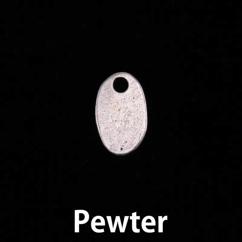15Mm X 9.4Mm Oval Riverstone Pewter Blank With Hole — 16-Gauge 1