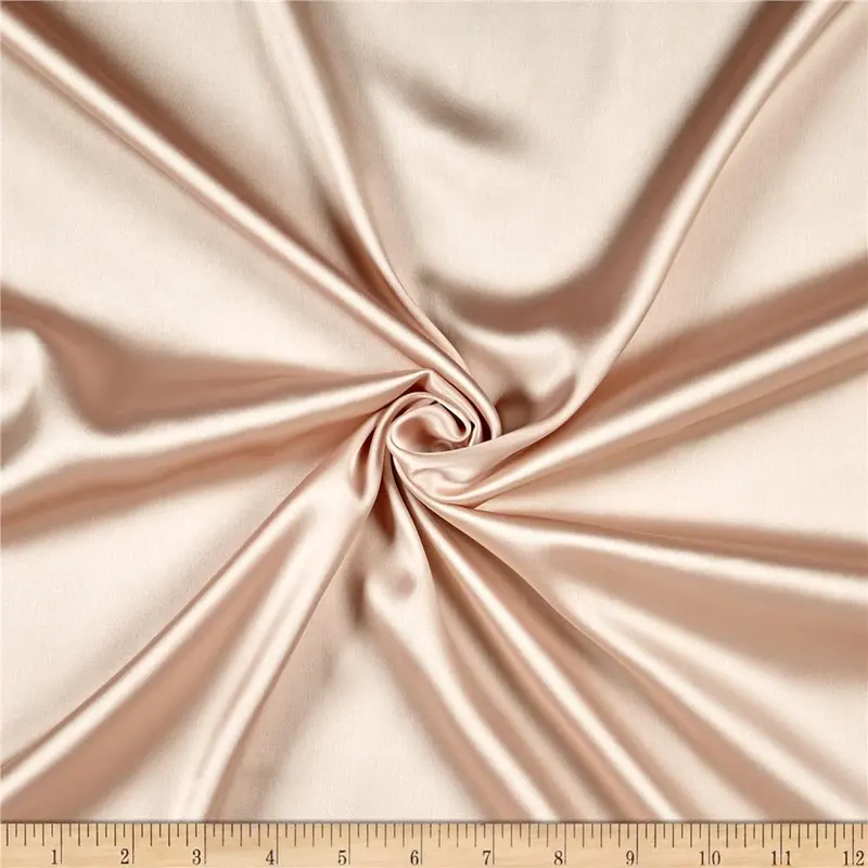 2% Stretch Satin Spandex Fabric By The Yard In Beige 1