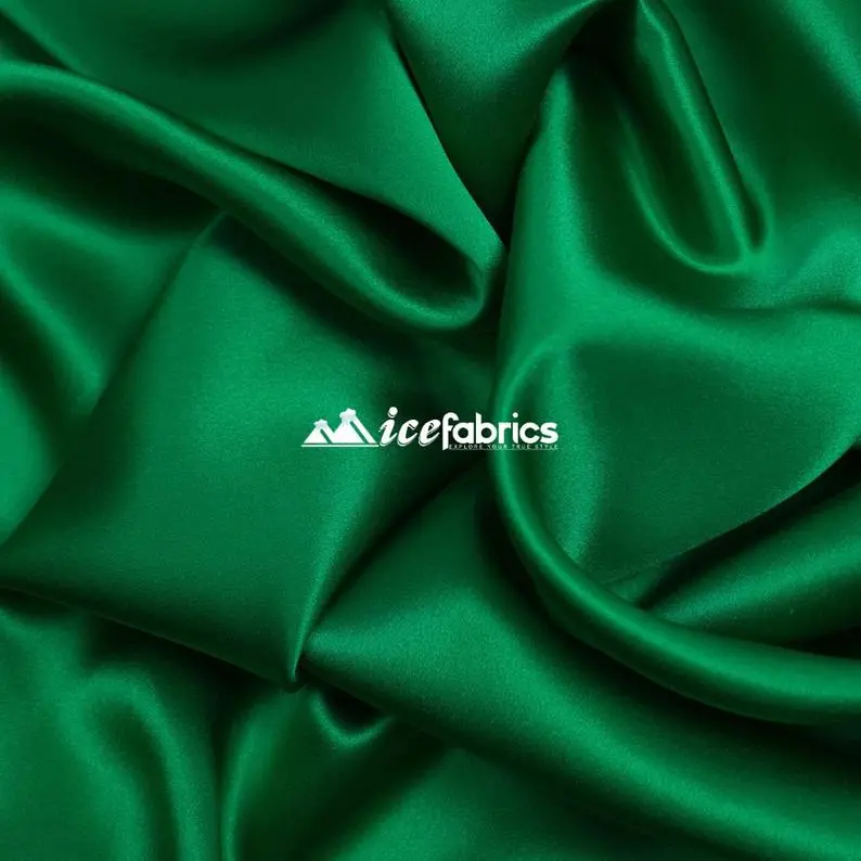 2% Stretch Satin Spandex Fabric By The Yard In Kelly Green 1