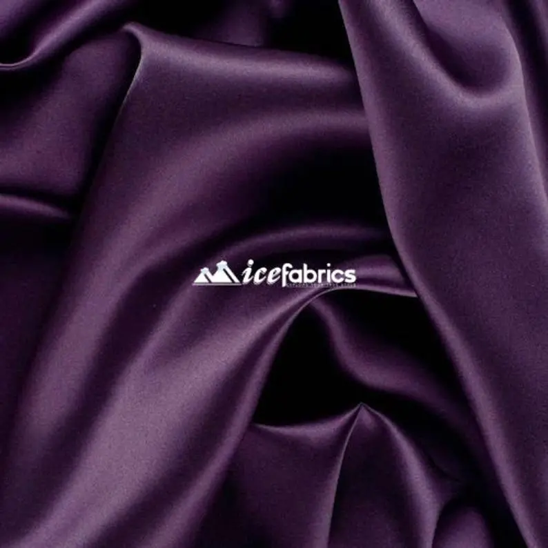 2% Stretch Satin Spandex Fabric By The Yard In Plum 1
