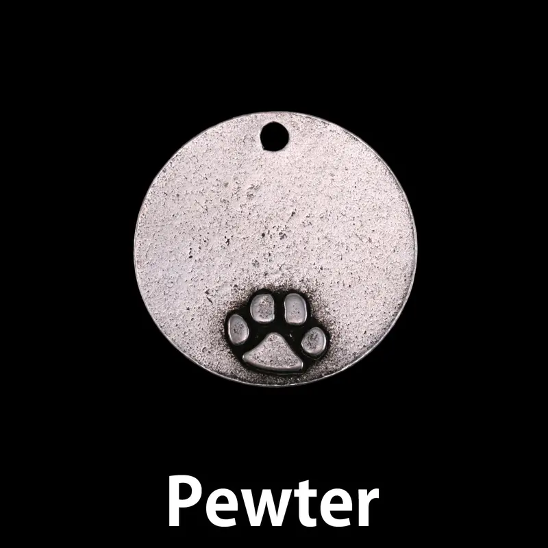 21Mm Raised Pet Paw Pewter Disc Blank With Hole — 16-Gauge 1