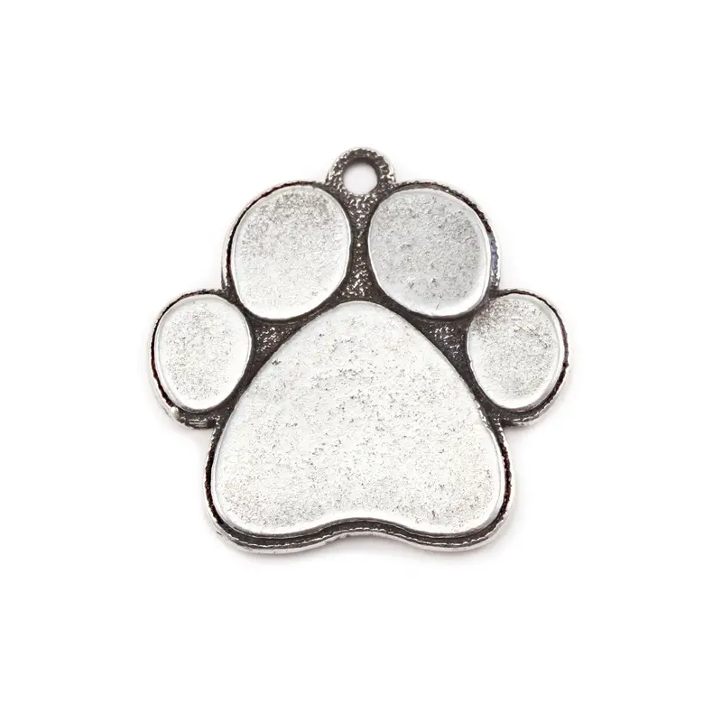 23Mm Dog Paw Pendant Blank In Pewter — 16-Gauge 1