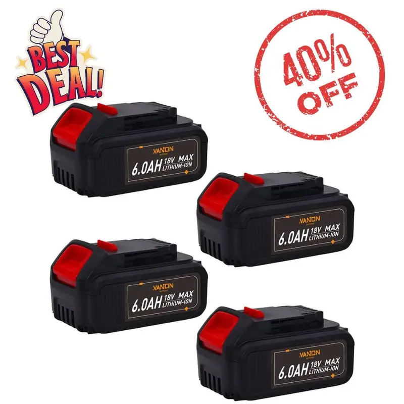 4-Pack Dcb200-Compatible Replacement Batteries For Dewalt 20V Tools | 6.0Ah Lithium-Ion 1
