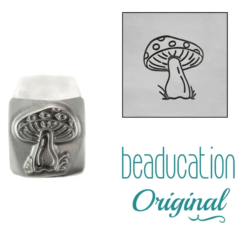 8.2Mm Polka-Dot Mushroom Metal Stamp – Beaducation Whimsical Nature Design 1