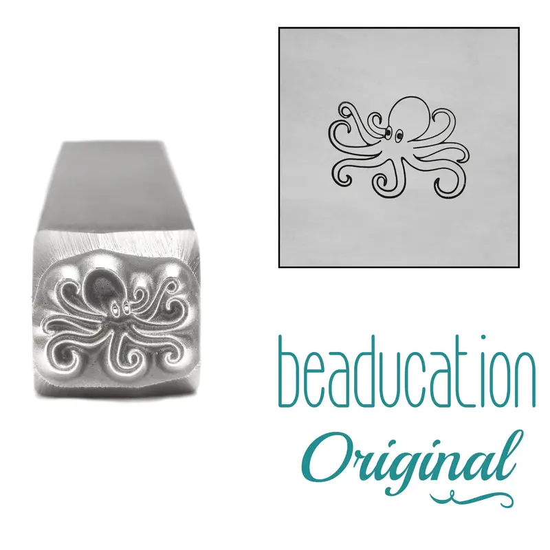 8.5Mm Octopus Metal Texture Stamp – Artisan-Crafted Beaducation Design 1