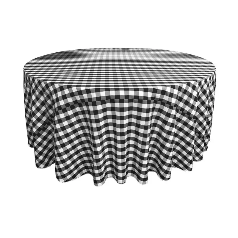 90-Inch Checkered Polyester Round Tablecloth – Durable Event Linen 1