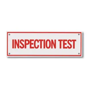 A160 Inspection & Test Identification Sign – Brooks Fire Safety Compliance Marker 1