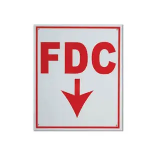 A245 Aluminum Fdc Sign With Directional Arrow – Brooks Fire Department Connection Label 1
