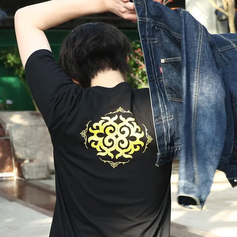Ainu Motif Cotton T-Shirt – Wearable Cultural Art By Cikarpe Akan 1