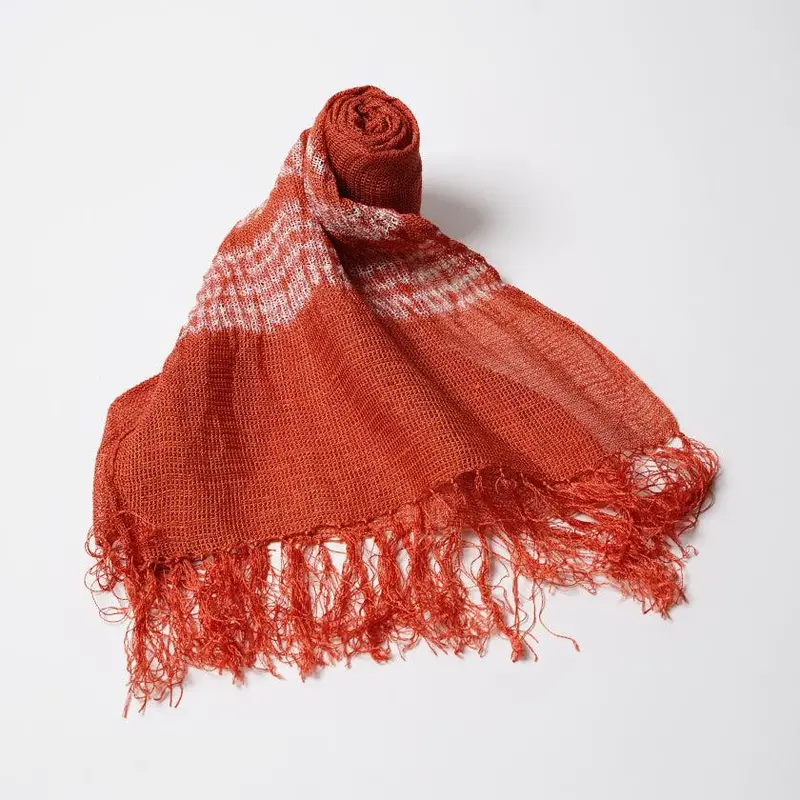 Akane-Red Shibori Kurotani Soufu Scarf – Plant-Dyed Traditional Japanese Scarf 1