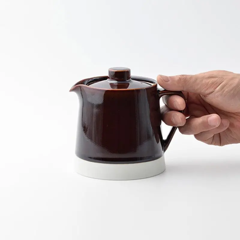 Ame-Glazed Japanese Tea Pot – Es Series | Warm Earth-Tone Finish | Hasami Ware 1