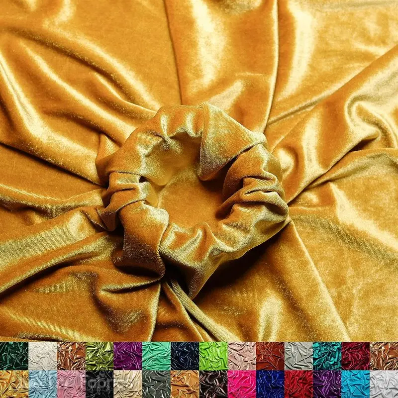 Antique Gold Stretch Velvet Upholstery Material – Metallic Accent, Soft Drape 1
