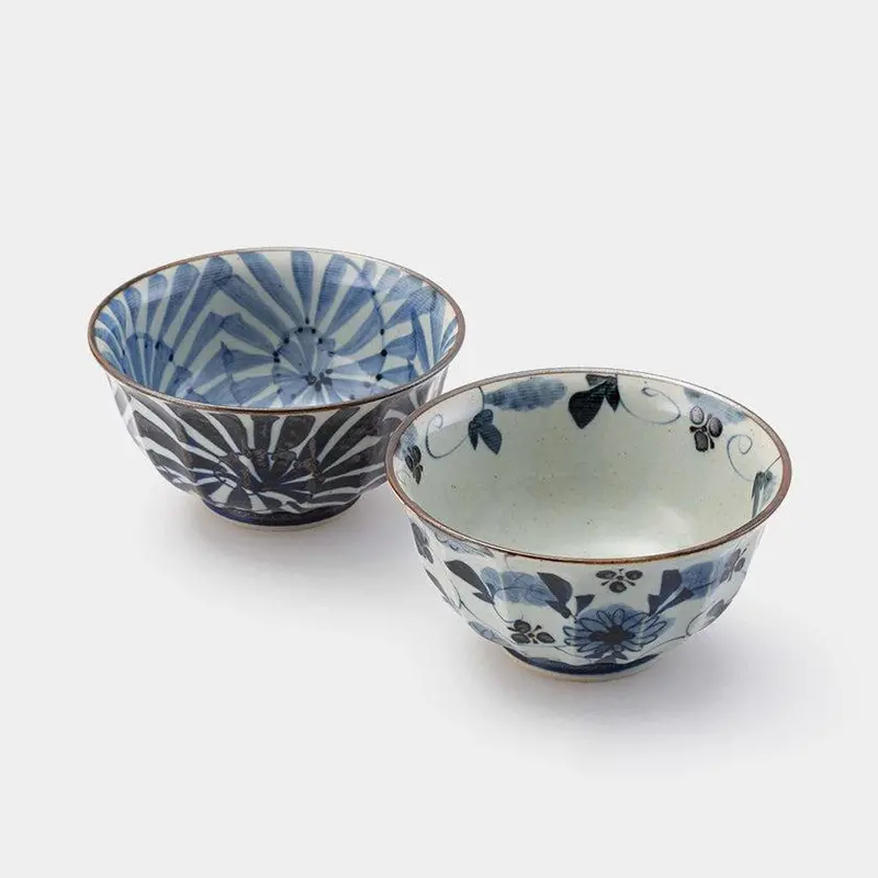 Antique-Inspired Illustrated Bowl Pair – Multi-Functional Hasami Ware 1