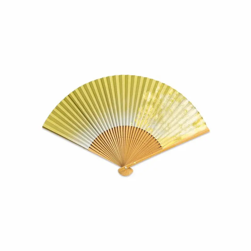 Aokuchiba Green Wave Folding Fan With Kanazawa Gold Leaf By Hakuichi 1