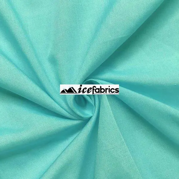 Aqua Blue Poly-Cotton Broadcloth Fabric By The Yard 1