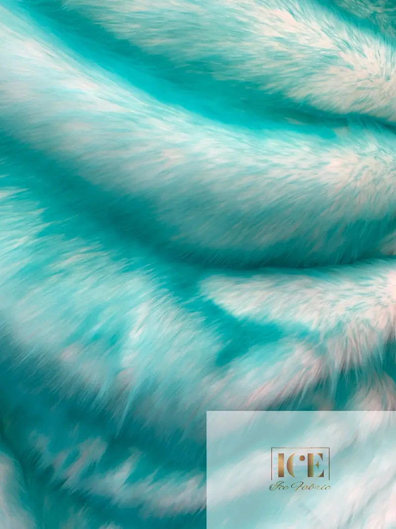 Aqua Canadian Candy Shaggy Faux Fur Fabric – Refreshing Light-Tone Pile 1