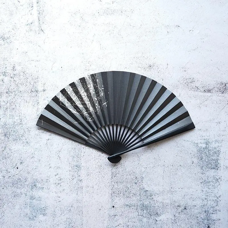 Artisan Bamboo Fan – Hakuzu Image2 Black With Bamboo Frame, 7-Sun Kyoto Folding Fan 1