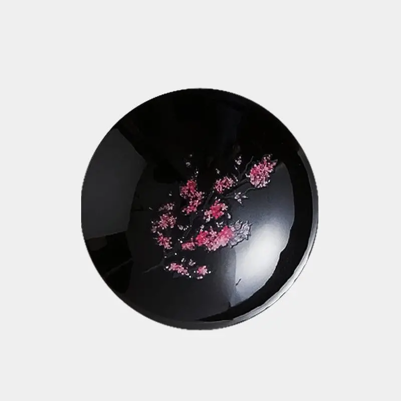 Artisan Mino Ware Sake Cup – Cherry Blossom Pattern In Sleek Black 1