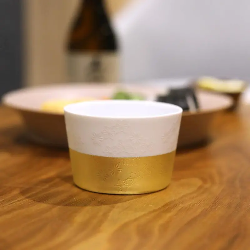 Asanoha Komon Foil Bowl – Geometric Gold Leaf Design On Ceramic Base 1