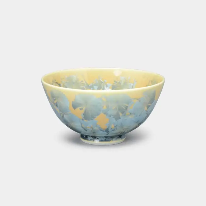Ash Blue Flower Crystal Single Bowl – Elegant Kyoto Kiyomizu Ceramic 1