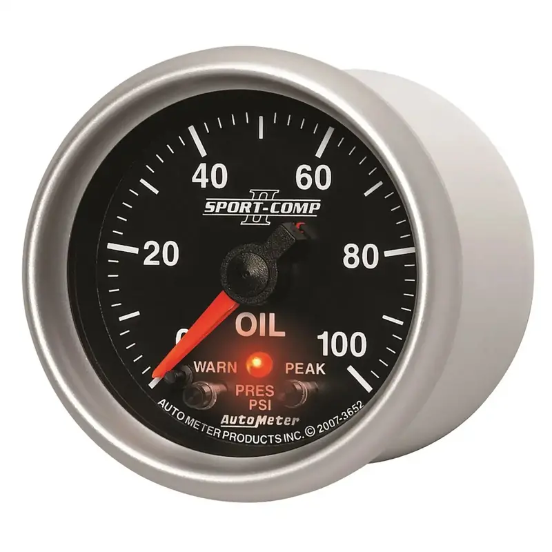 Autometer 3652 Sport-Comp Ii Digital Oil Pressure Gauge – 2-1/16", 100 Psi, With Warning Light 1