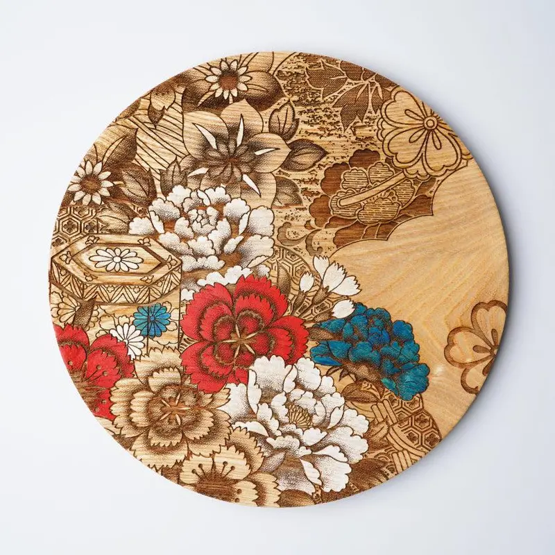 Ayā-Style Kyoto Yuzen Platter – Traditional Pattern Large Plate | Sansai Studio 1