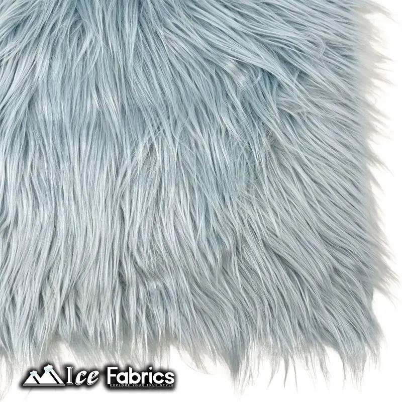 Baby Blue Luxe Shaggy Faux Fur Fabric – Icefabrics Square Cut 1