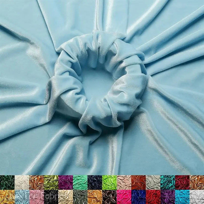 Baby Blue Stretch Velvet Fabric – Gentle Tone, Smooth & Elastic 1