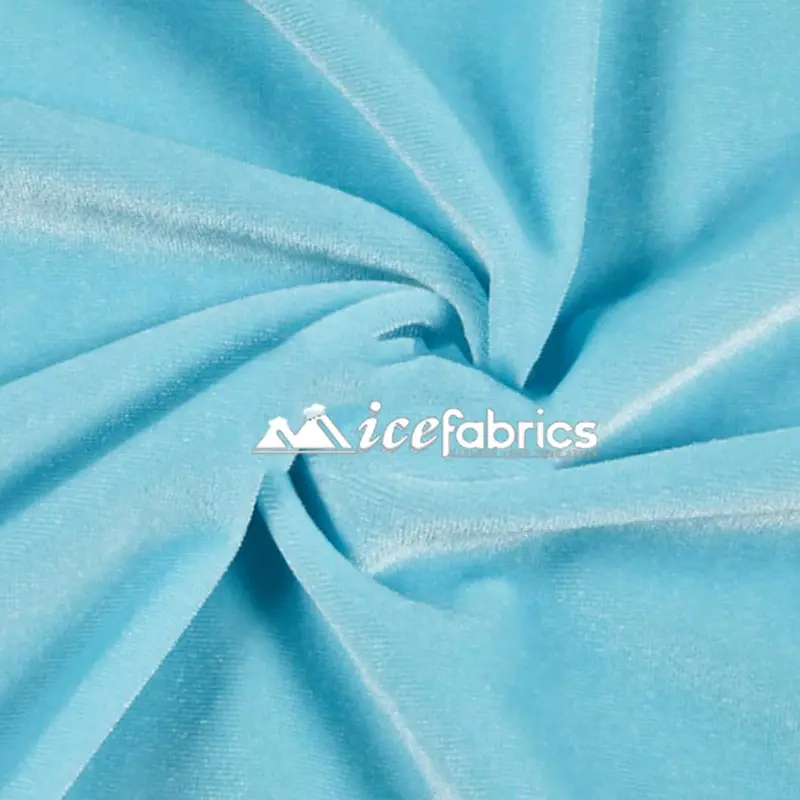 Baby Blue Stretch Velvet Fabric With Spandex – Soft Elastic Knit 1