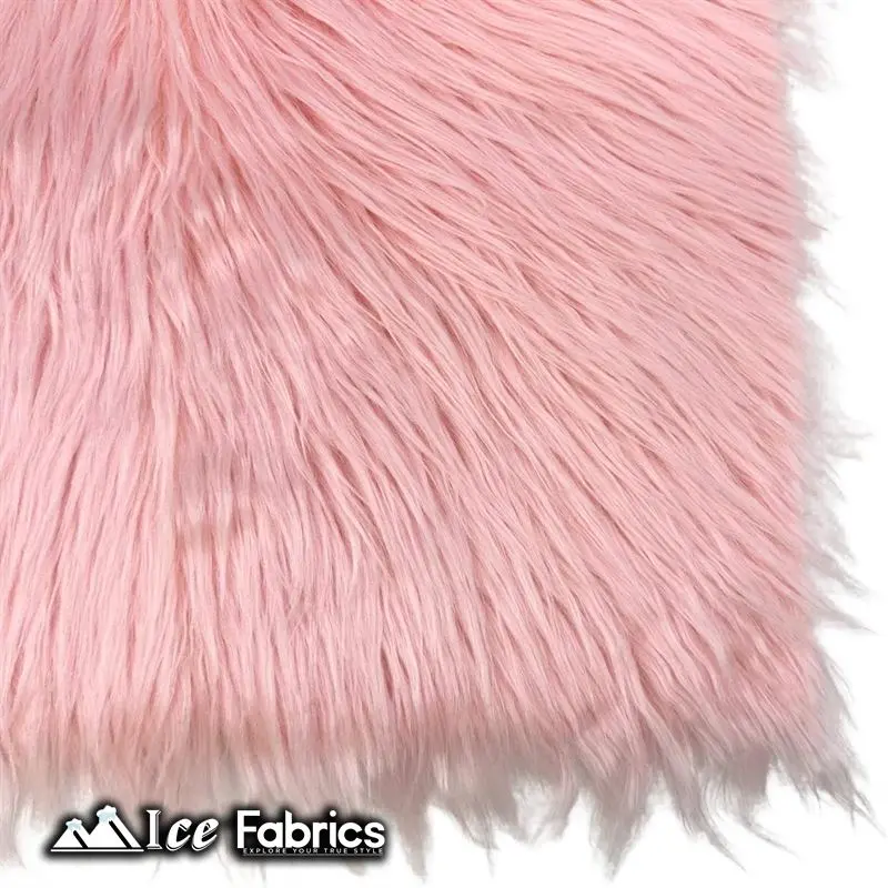 Baby Pink Long-Pile Shaggy Faux Fur Fabric – Icefabrics Square Texture 1