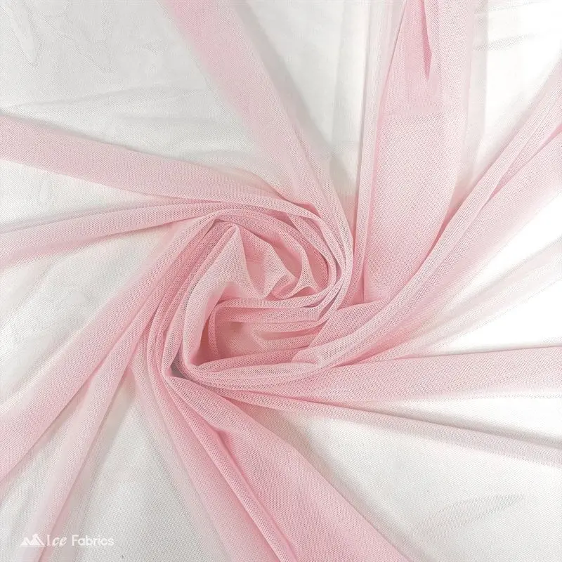 Baby Pink Nylon-Spandex Power Mesh Fabric With 4-Way Stretch 1
