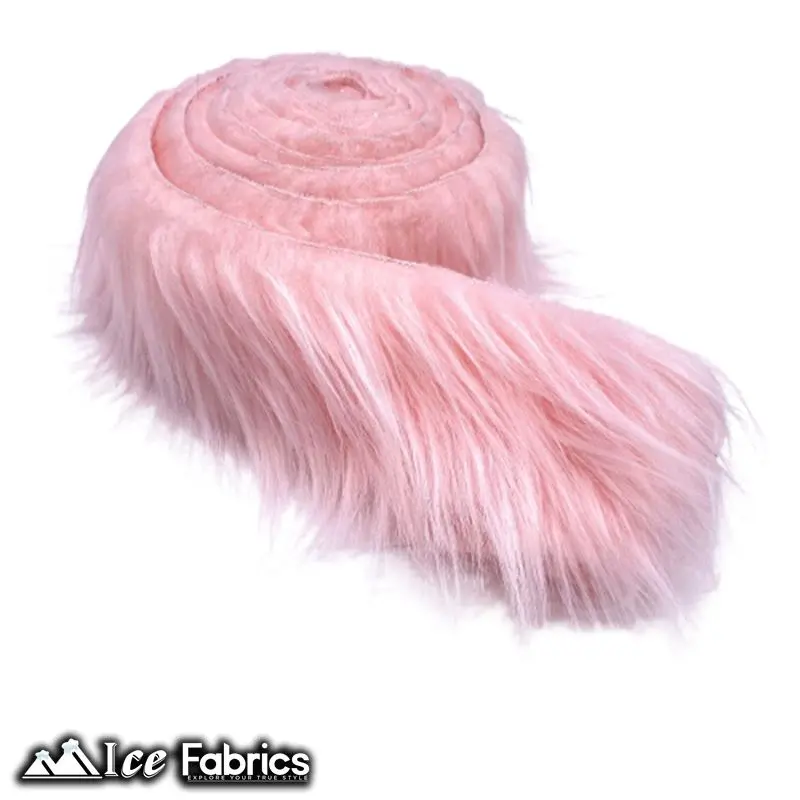 Baby Pink Pre-Cut Shaggy Mohair Ribbon Fabric Roll | Nivarasoft 1