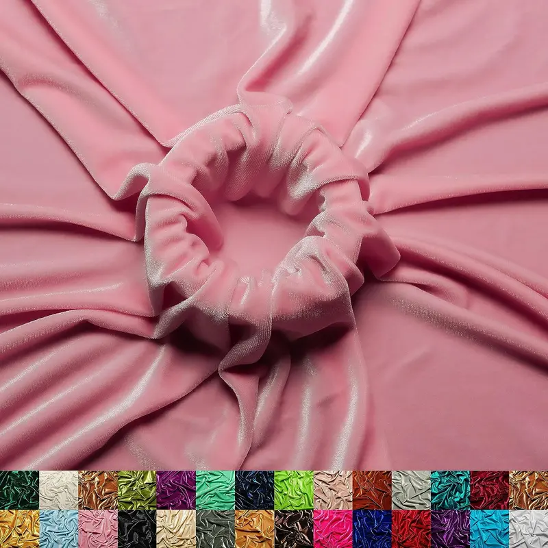 Baby Pink Stretch Velvet Fabric – Delicate Hue, Soft Stretch Texture 1