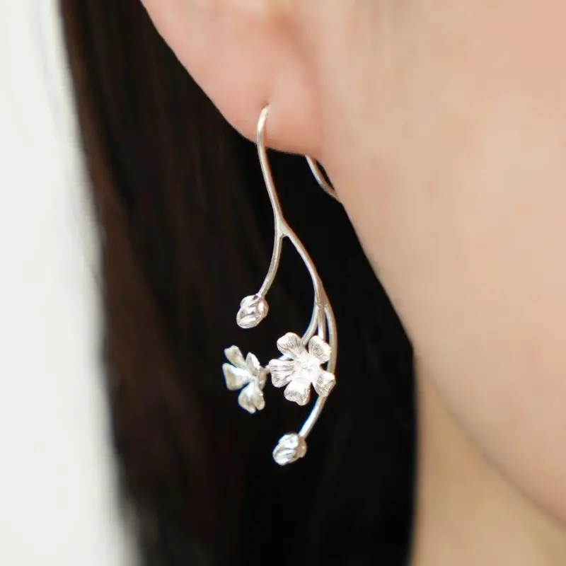Baby’S Breath Large Stud Earrings In Sterling Silver | Checos 1