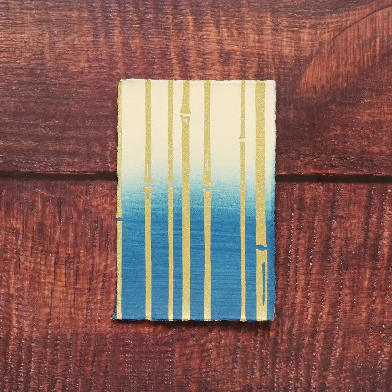 Bamboo Blue Single Postcard – Karagen Karakami Calming Traditional Art 1