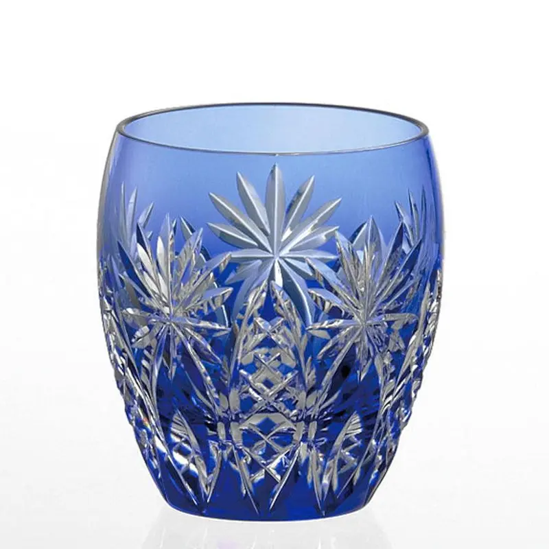 Bamboo Fence & Star Blue Whiskey Glass – Edo Kiriko Night Sky Theme 1