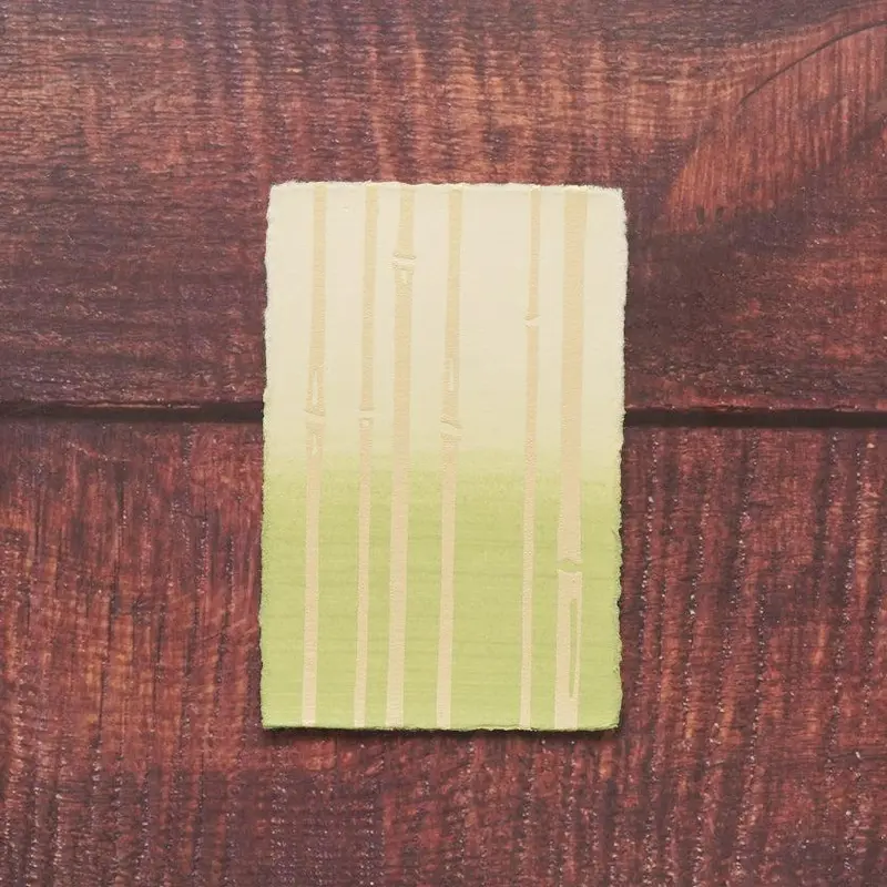Bamboo Green Single Postcard – Karagen Karakami Organic Japanese Motif 1