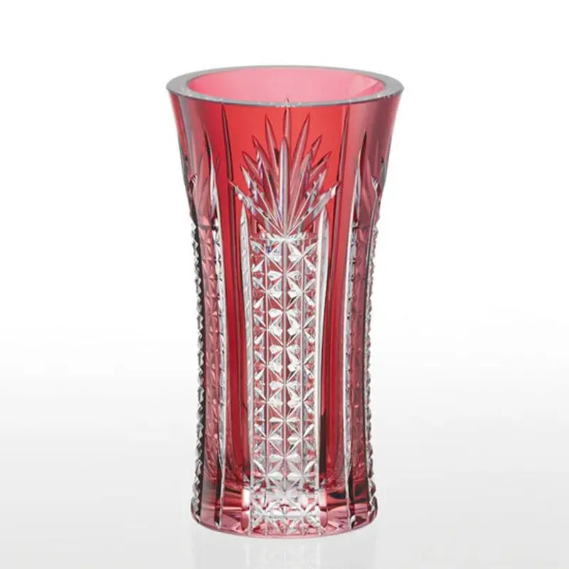 Bamboo & Hemp Leaves Vase – Traditional Edo Kiriko Cut Glass By Kagami Crystal 1