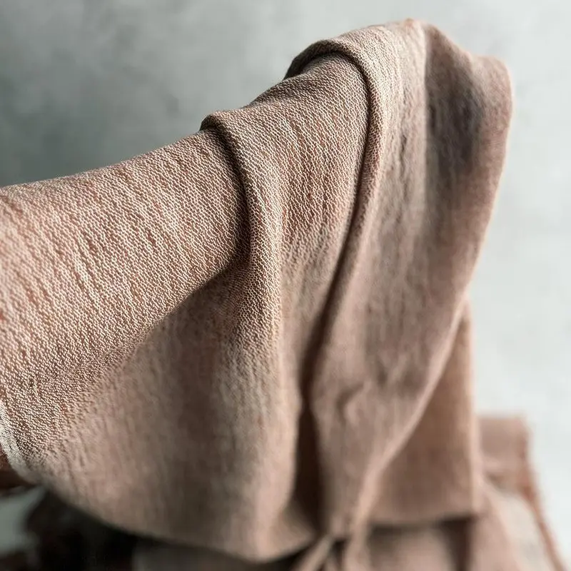Banshu-Ori Cotton-Wool Scarf In Beige – Breathable Stole By Fuji Gauze 1