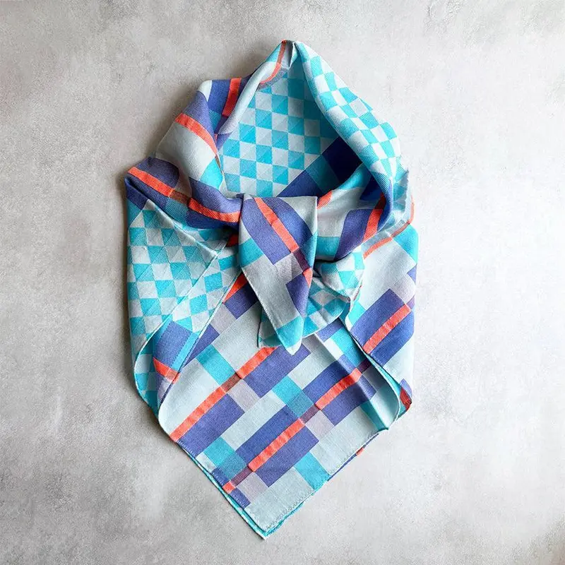 Banshu-Ori Jacquard Cupro Scarf In Deep Blue – Lightweight Japanese Textile By Pols 1