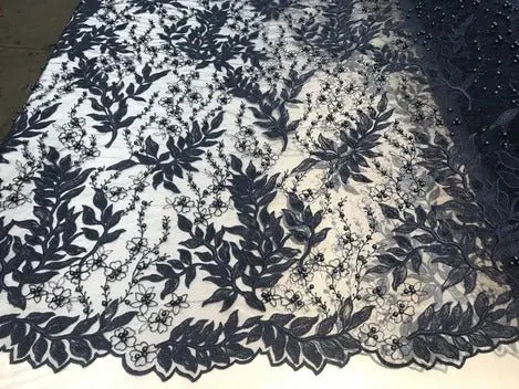 Beaded Floral Lace Fabric By The Yard For Couture And Craft Projects 1
