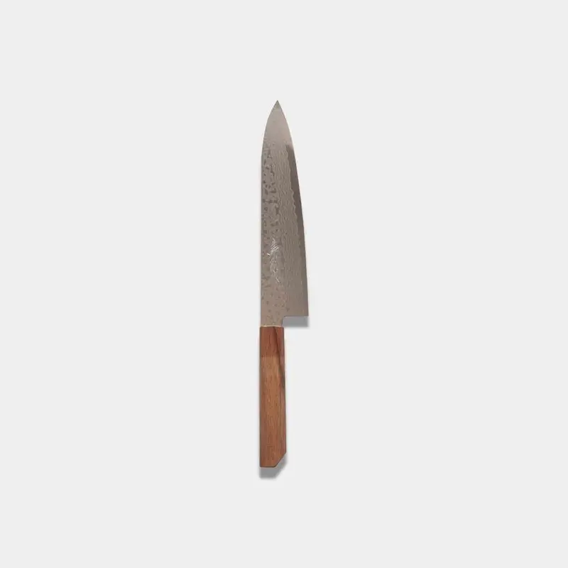 Beef Sword Knife – 210Mm Interwoven Damascus | Kakishibu Oak Handle | Yamawaki 1