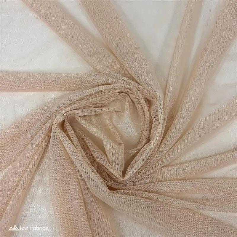 Beige Nylon-Spandex Power Mesh Fabric With 4-Way Stretch 1